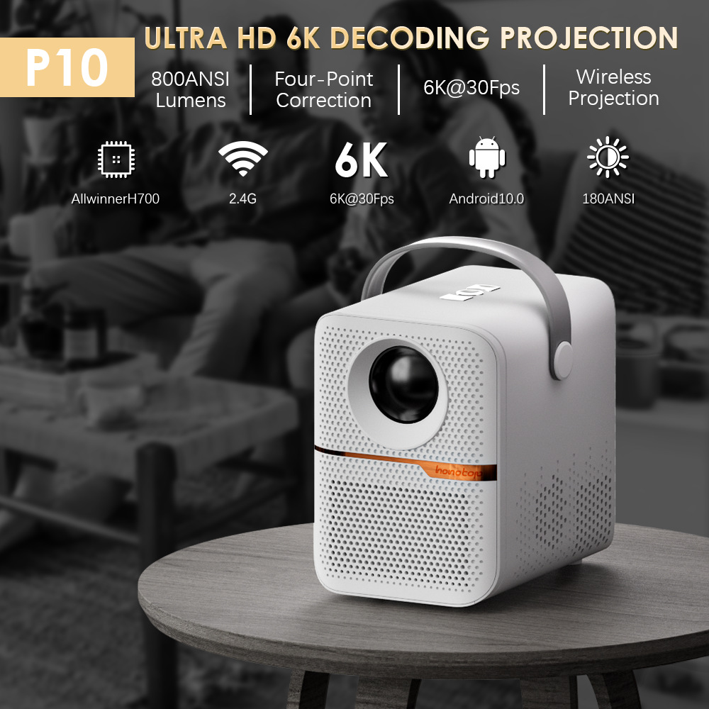Smart Home X10 - Mini Proyector Inteligente P10, 300ANSI Lúmenes,