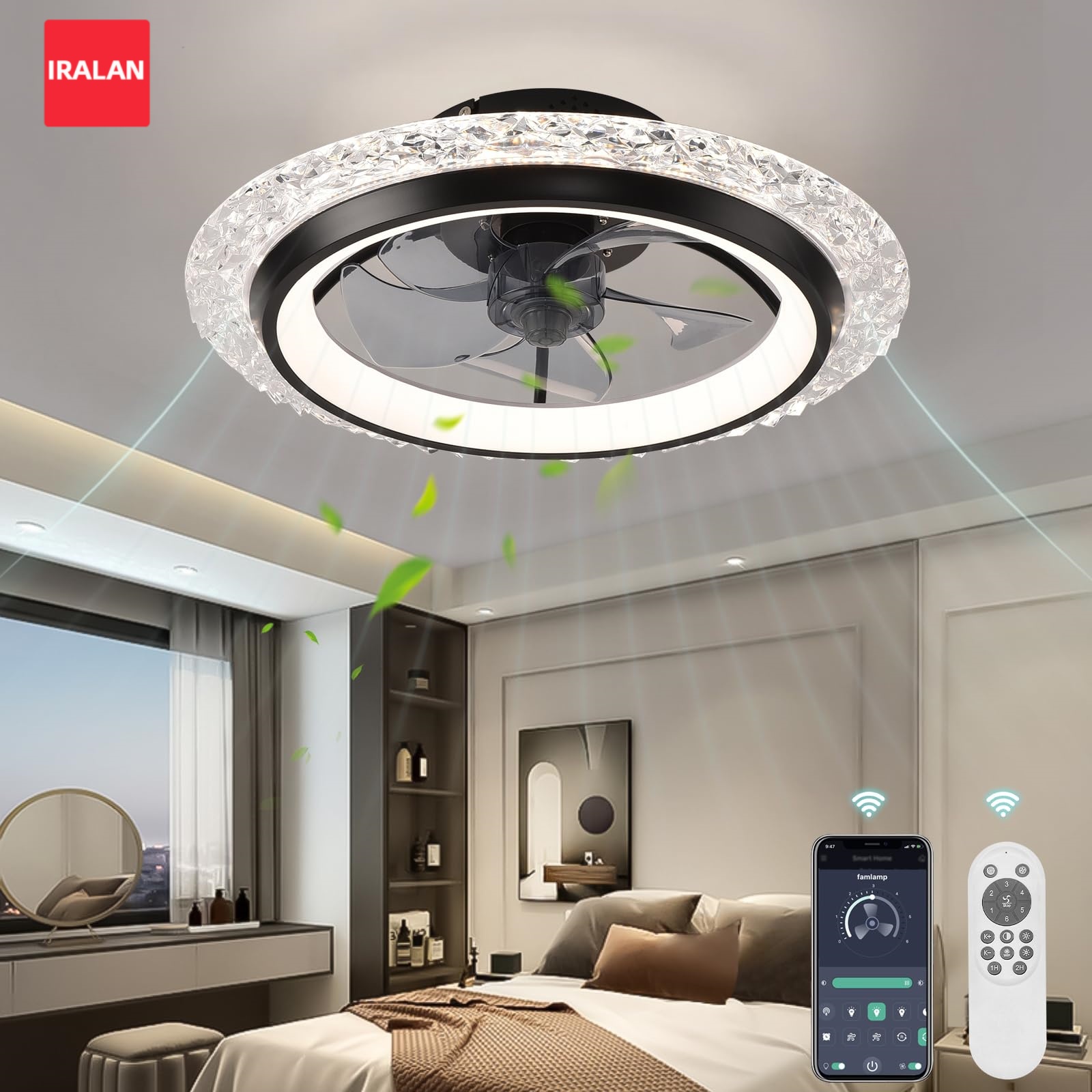 Smart Ceiling Fan - Lámpara de Techo LED Redonda IRALAN