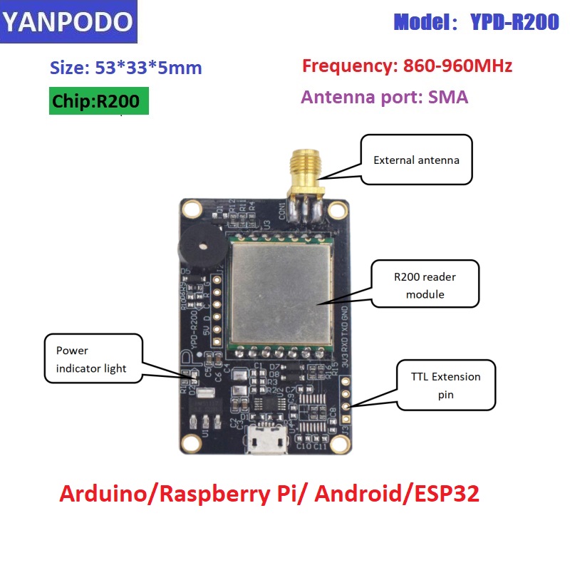 Módulo Lector RFID UHF con Chi - Smart Home Raspberry Pi reseña y precio